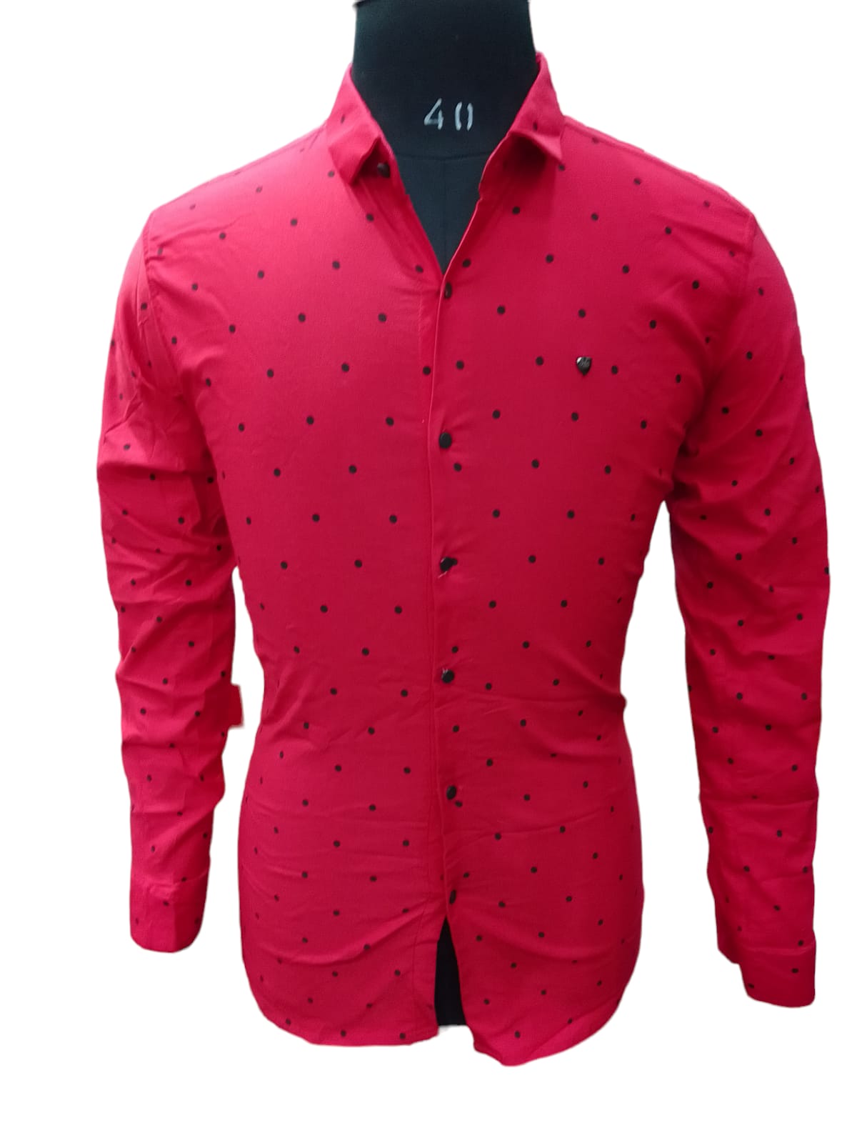 Premium Quality Red Shirt With Black Dotted Print 1011