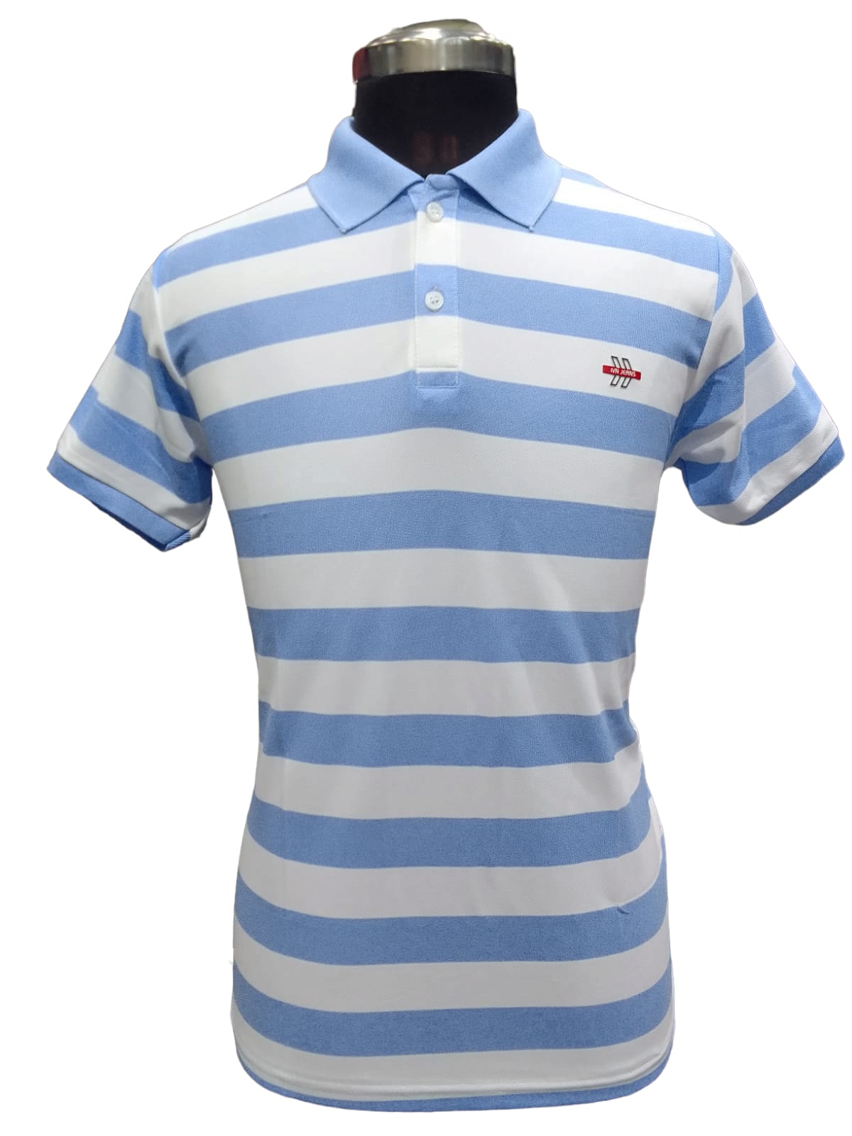 BLUE & WHITE STRIPED POLO T-SHIRT 3106