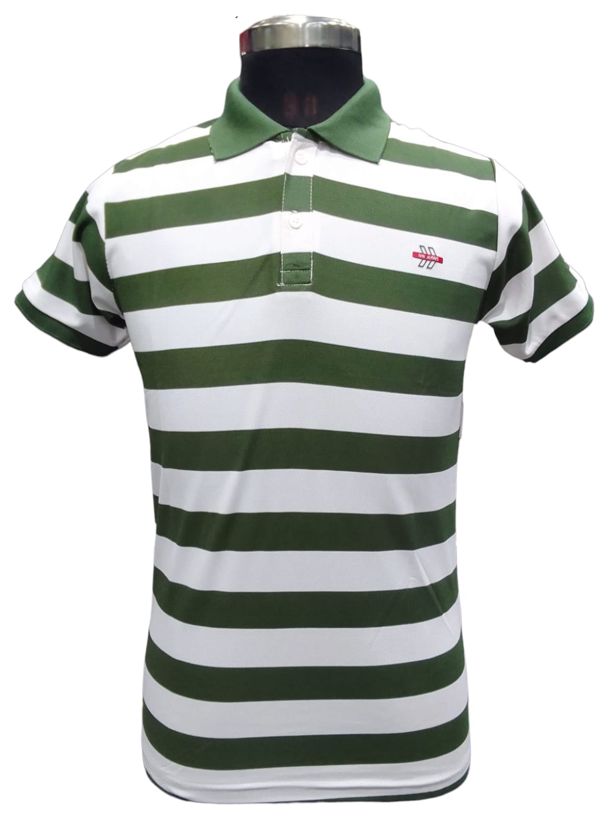 OLIVE GREEN AND WHITE POLO CASUAL WEAR T-SHIRT FOR MEN 3109