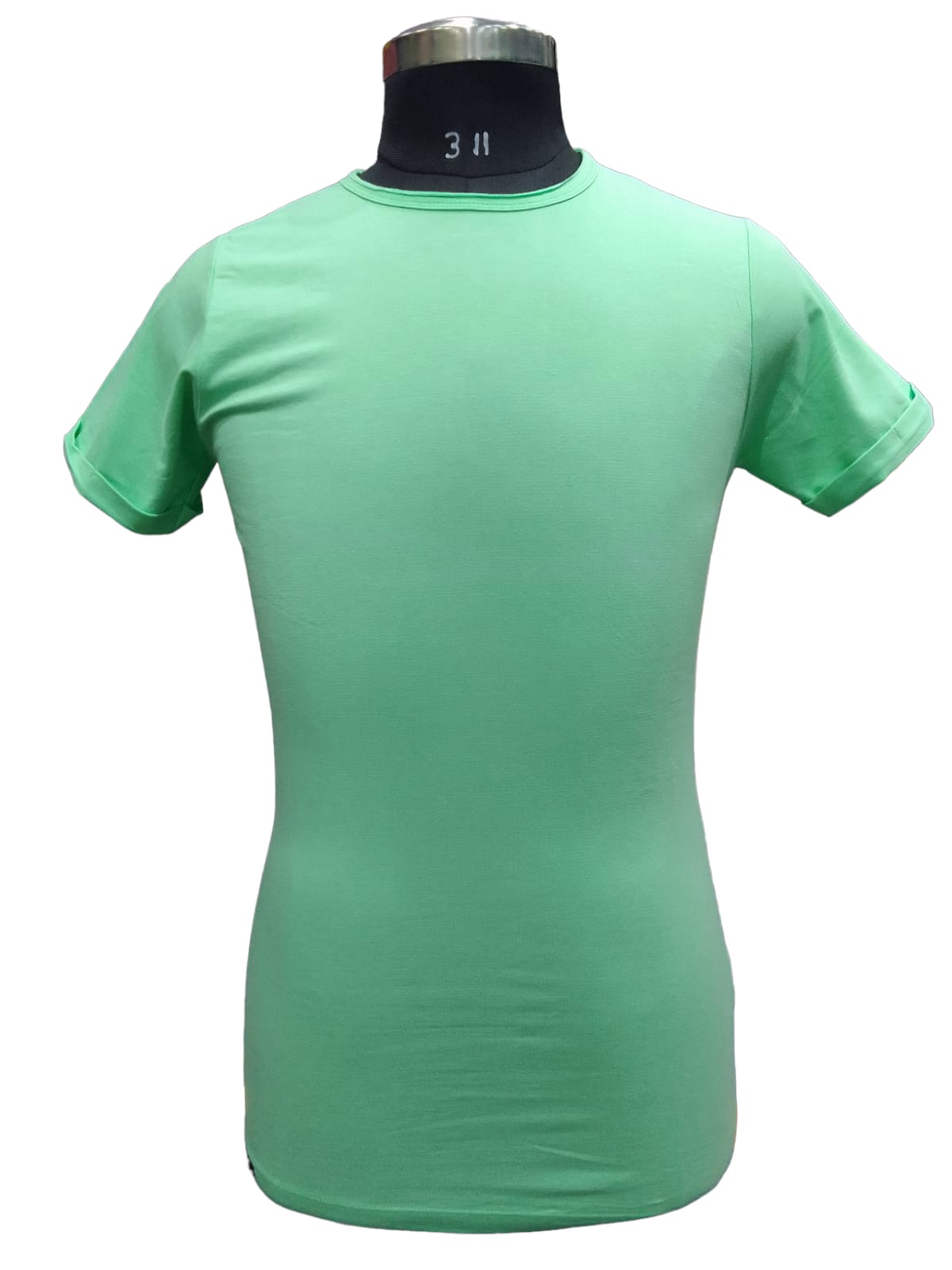 SOLID ROUND NECK PISTA GREEN T SHIRT 3091