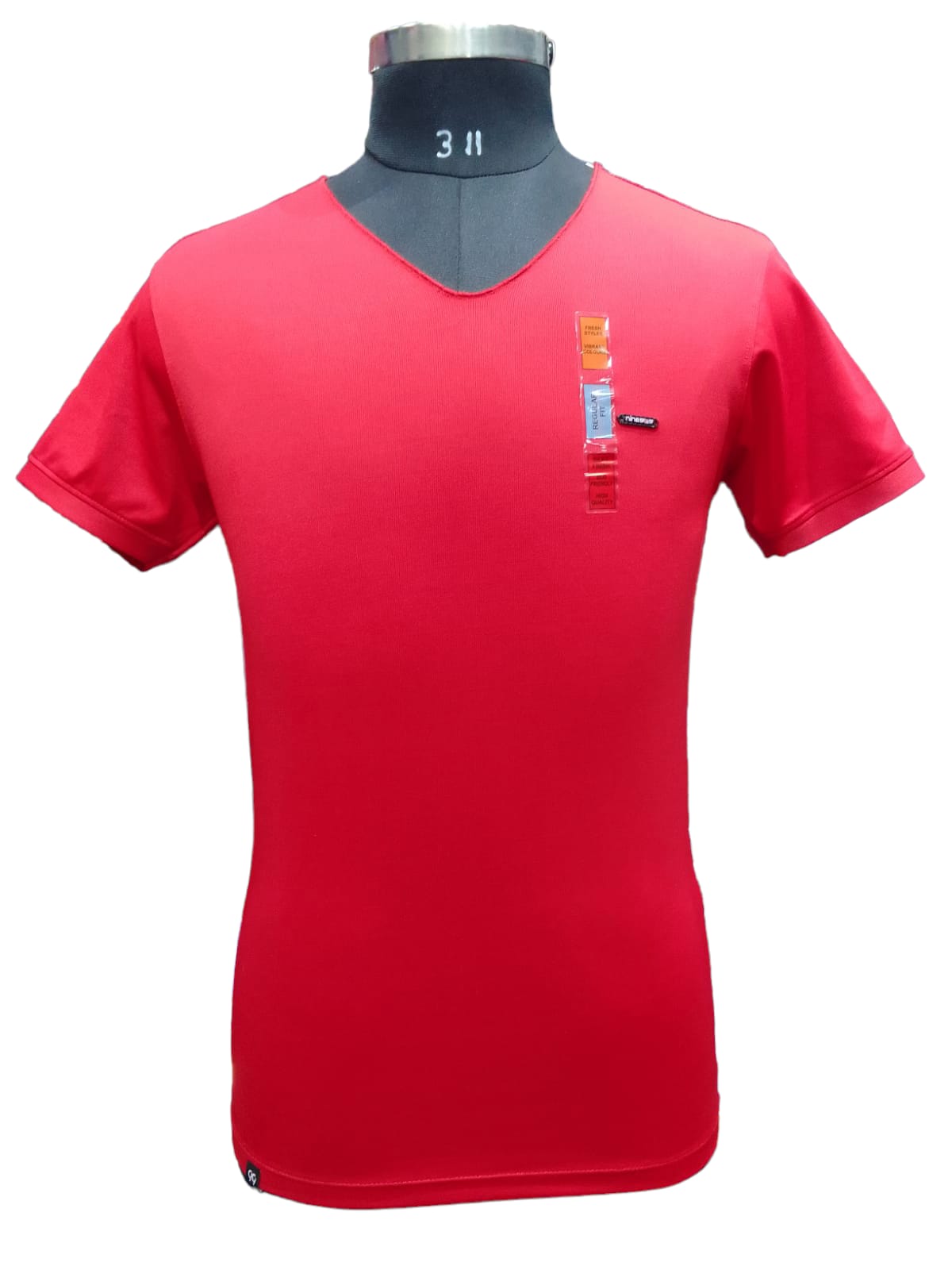 MENS V NECK SOLID RED COLOUR CASUAL T SHIRT  3083