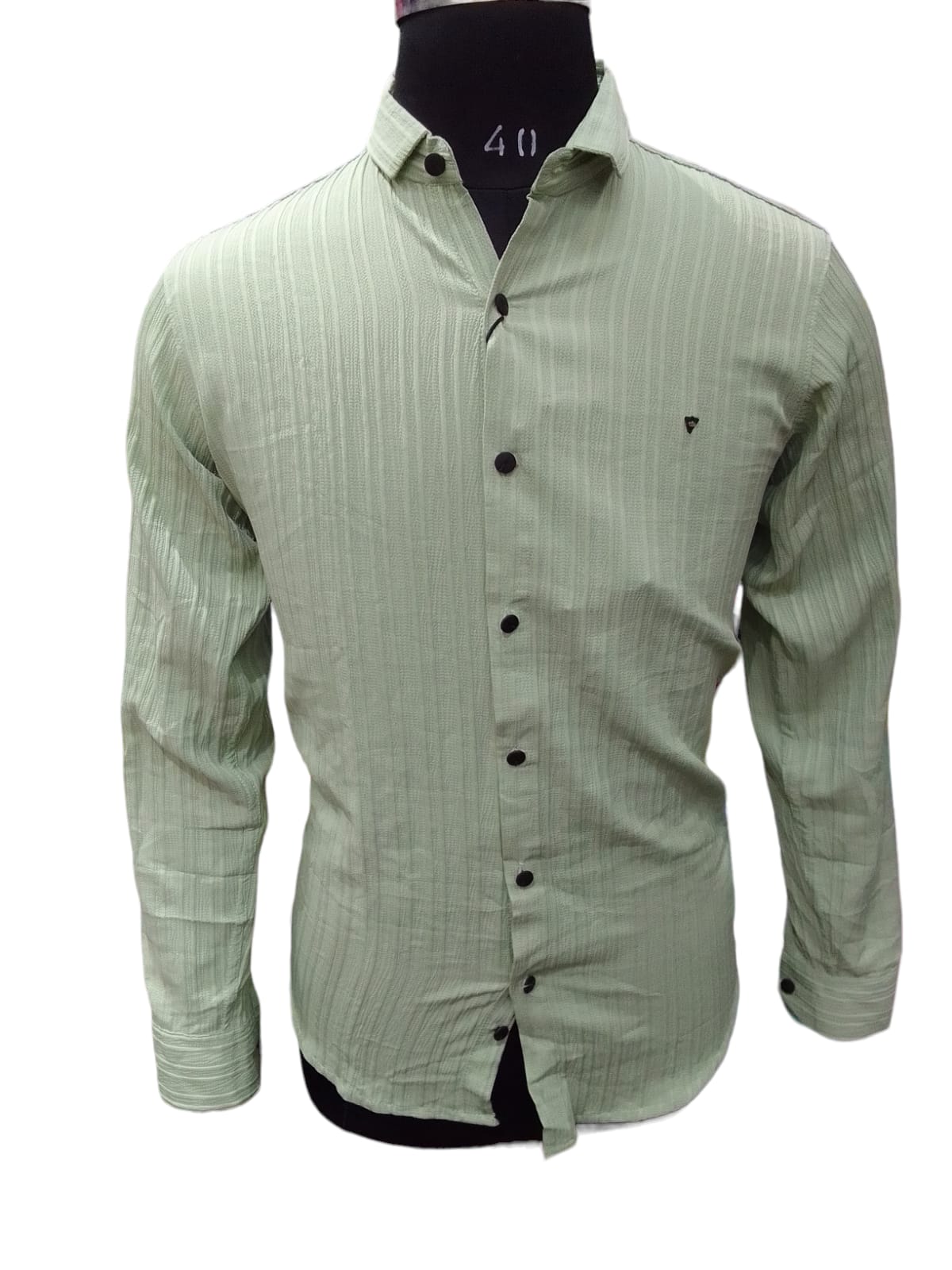 Premium Quality Mix Cotton Lycra Fabric Light Sage Colour Shirt 1012